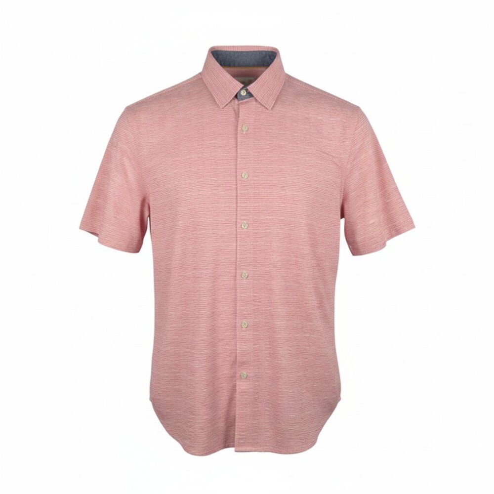 Fundamental Coast Short Sleeve Button Up Red Stripe Size Medium